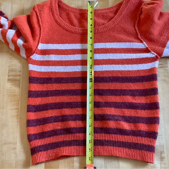 Free People Stripe Alpaca Blend Sweater S Petite Orange Boho - Picture 11 of 16